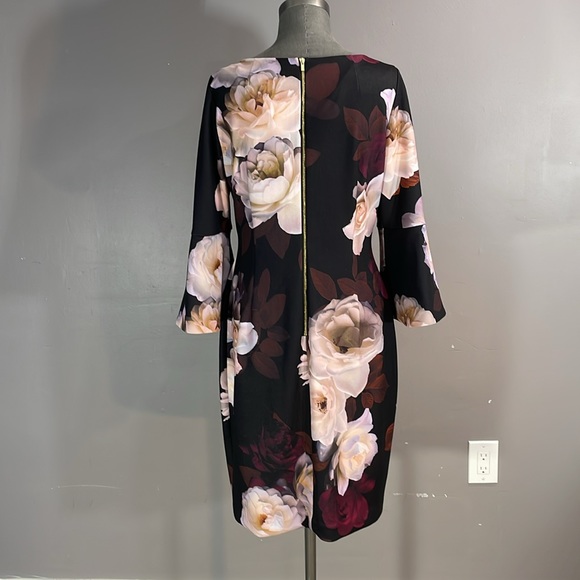 Calvin Klein size 10 bell sleeve floral stretchy sheath dress - Picture 4 of 17